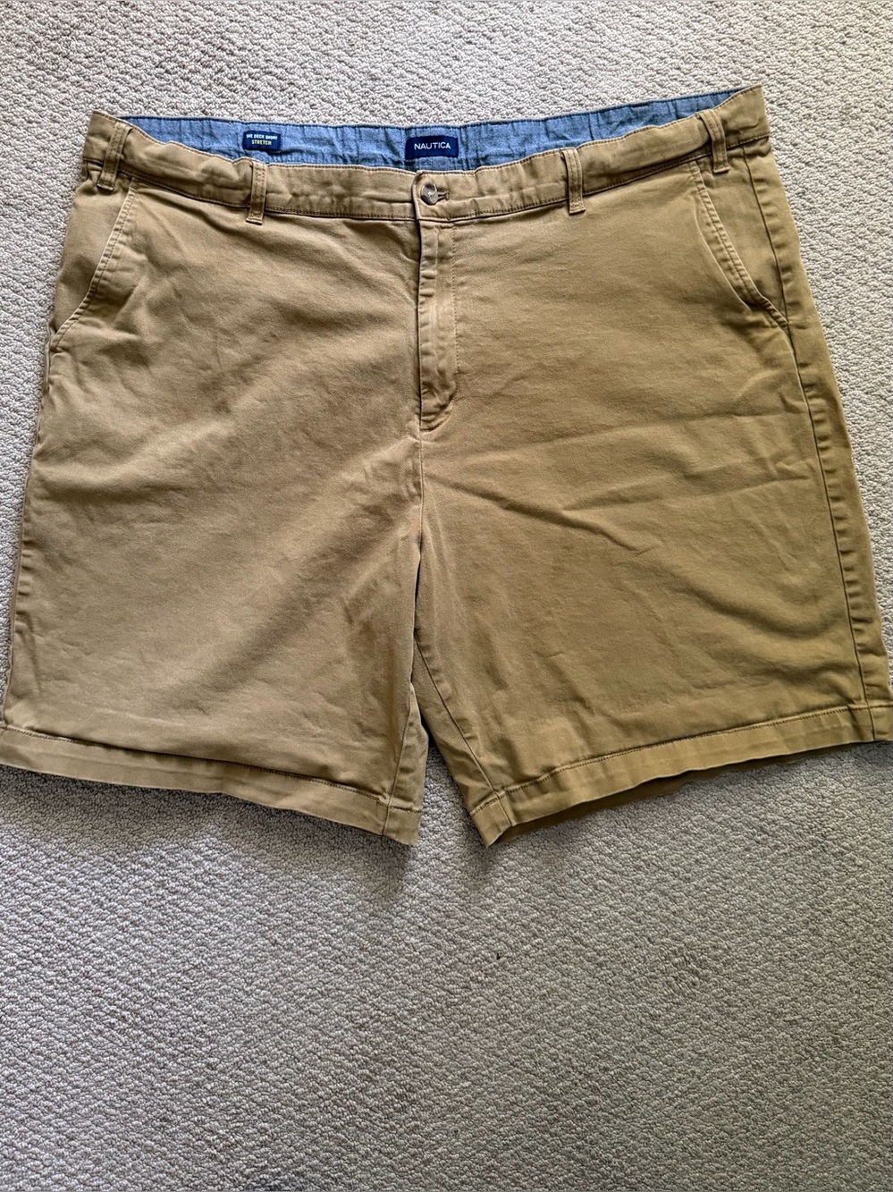 Nautica Men’s Tan Flat Front Chino Deck Shorts